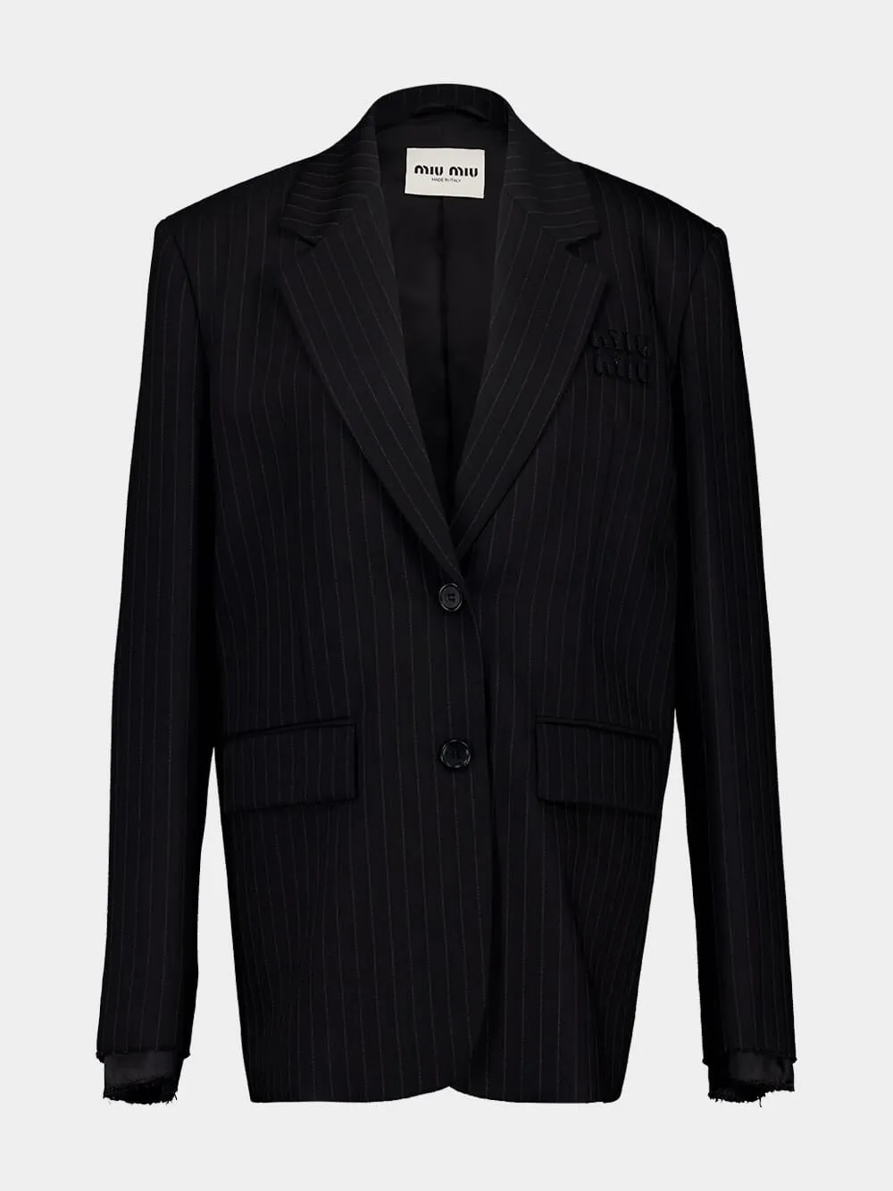 Black Single-Breasted Pinstripe Jacket sold by Fashion Clinic
