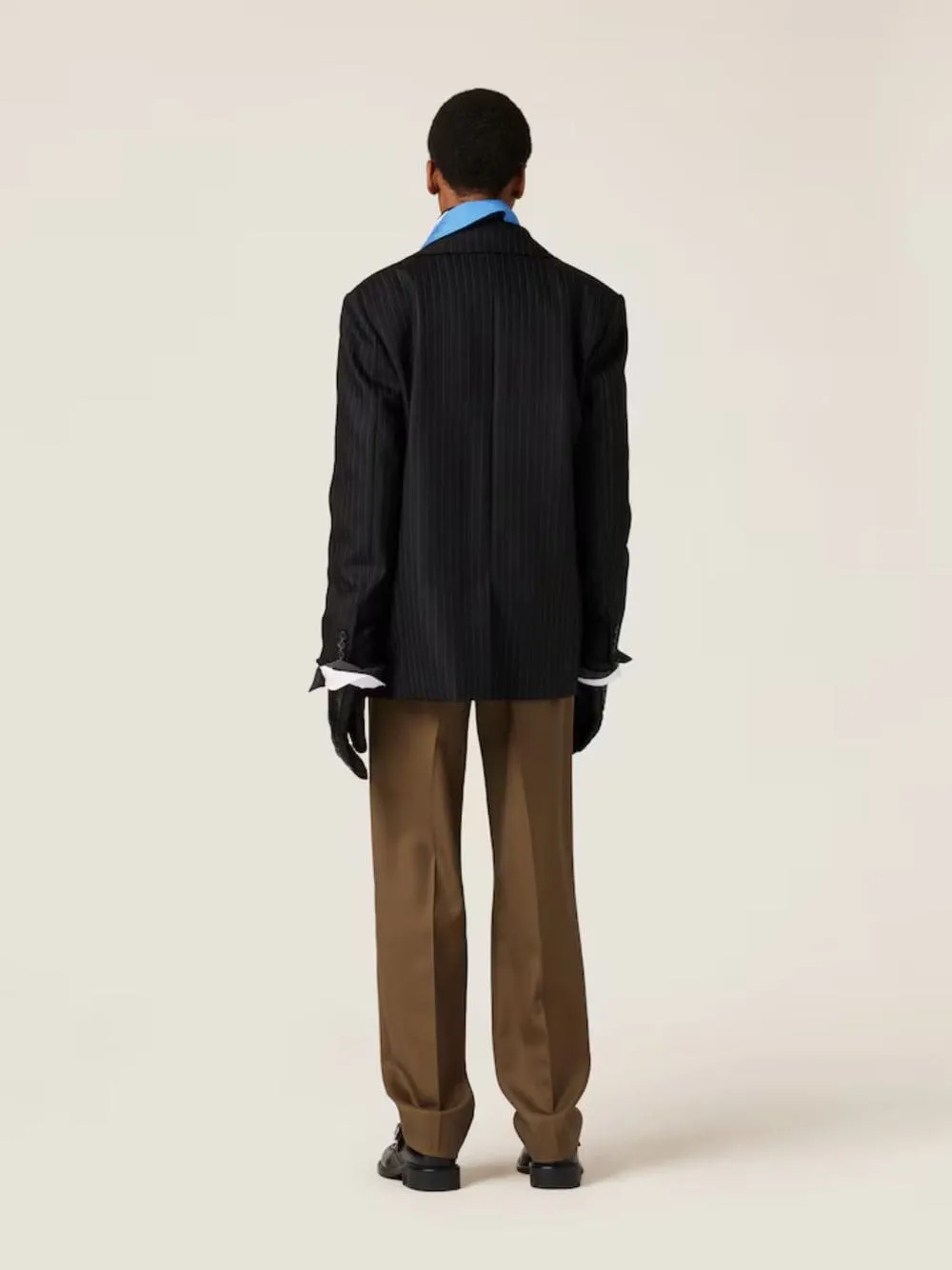 Black Single-Breasted Pinstripe Jacket sold by Fashion Clinic product image thumbnail 4