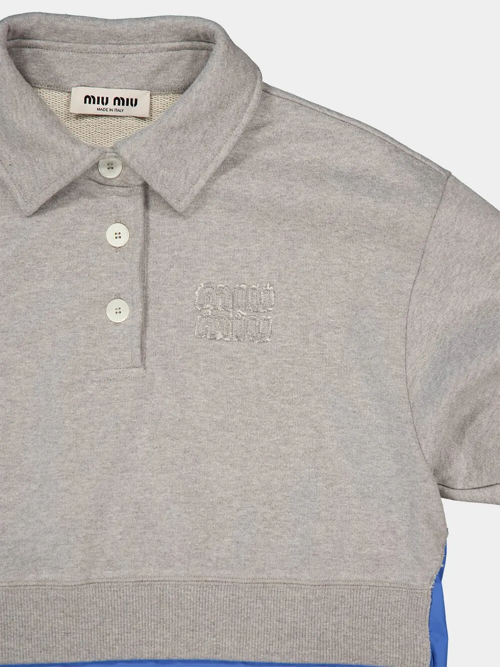 Grey Cropped Mother of Pearl Buttons Sweatshirt sold by Fashion Clinic product image thumbnail 3