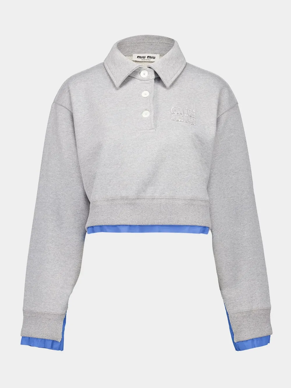 Grey Cropped Mother of Pearl Buttons Sweatshirt sold by Fashion Clinic