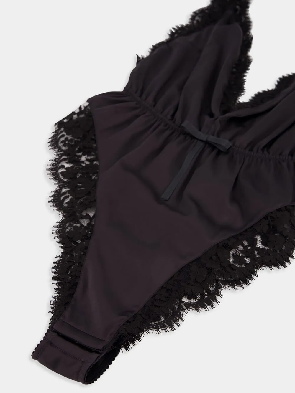 Black Lace Satin Bodysuit sold by Fashion Clinic product image thumbnail 4