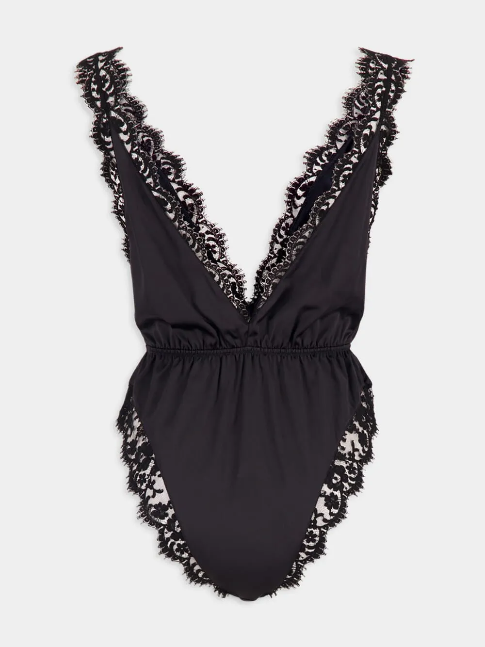 Black Lace Satin Bodysuit sold by Fashion Clinic product image thumbnail 2