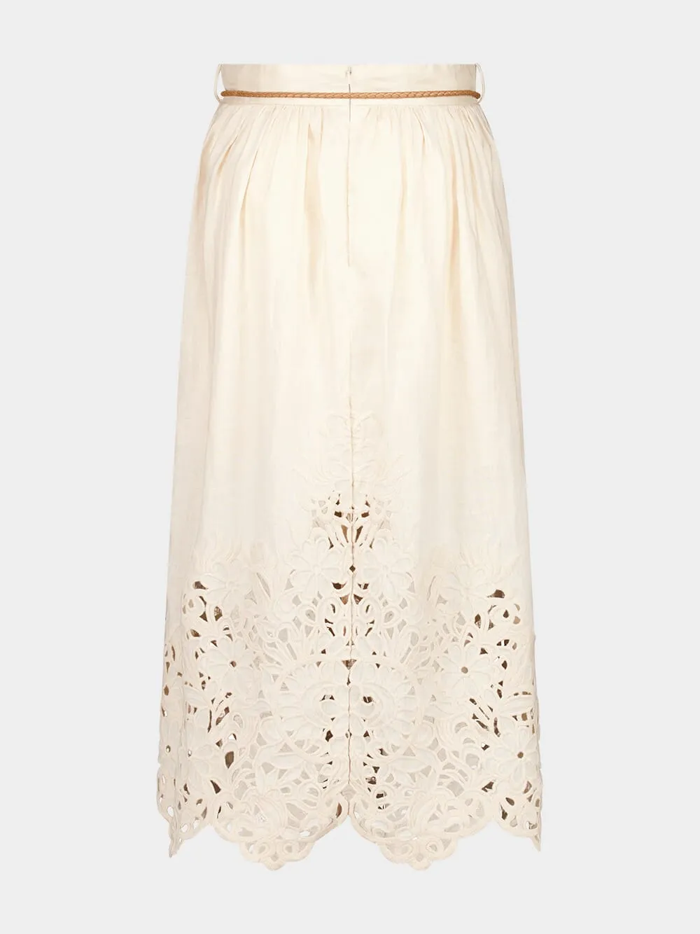 Cream Wylie Embroidered Linen Midi Skirt sold by Fashion Clinic product image thumbnail 2