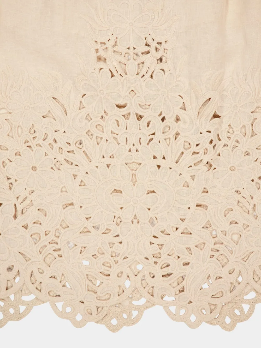 Cream Wylie Embroidered Linen Midi Skirt sold by Fashion Clinic product image thumbnail 4