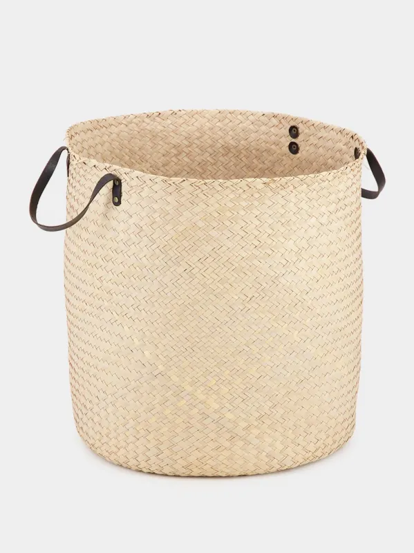 Handmade Laundry Basket with Leather Handles sold by Fashion Clinic