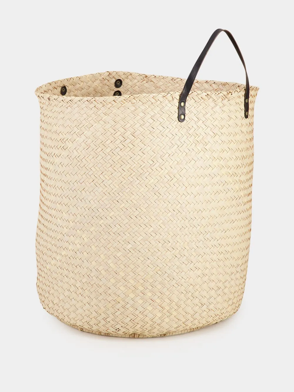 Handmade Laundry Basket with Leather Handles sold by Fashion Clinic product image thumbnail 2