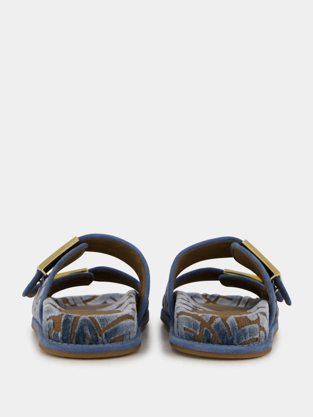 Blue Fendi Feel Jacquard Velvet Slides sold by Fashion Clinic product image thumbnail 5