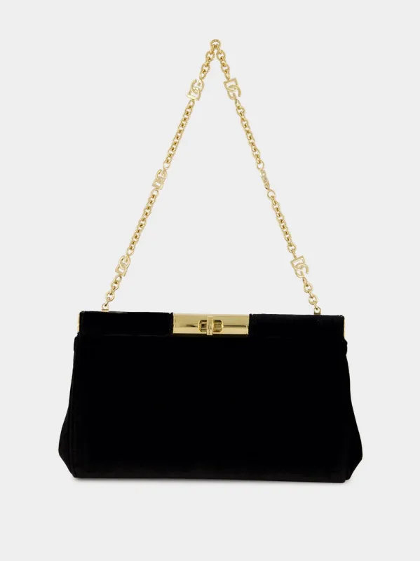 Black Medium Marlene Velvet Shoulder Bag sold by Fashion Clinic