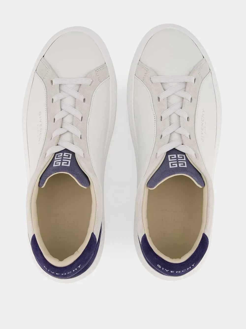 White & Blue G Set Leather and Suede Sneakers sold by Fashion Clinic product image thumbnail 4