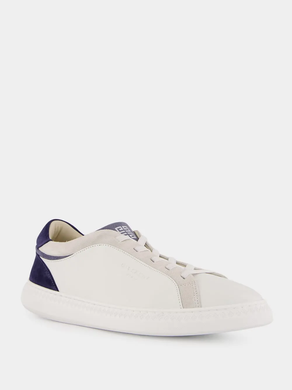 White & Blue G Set Leather and Suede Sneakers sold by Fashion Clinic product image thumbnail 2