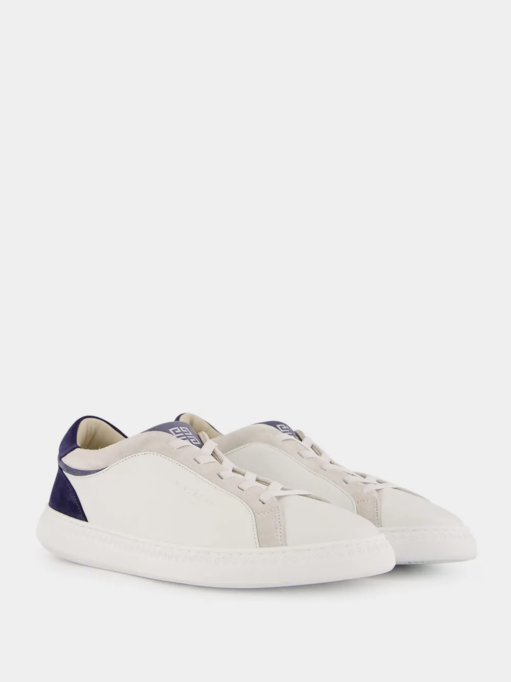 White & Blue G Set Leather and Suede Sneakers sold by Fashion Clinic product image thumbnail 3