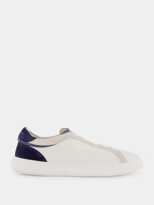 White & Blue G Set Leather and Suede Sneakers sold by Fashion Clinic