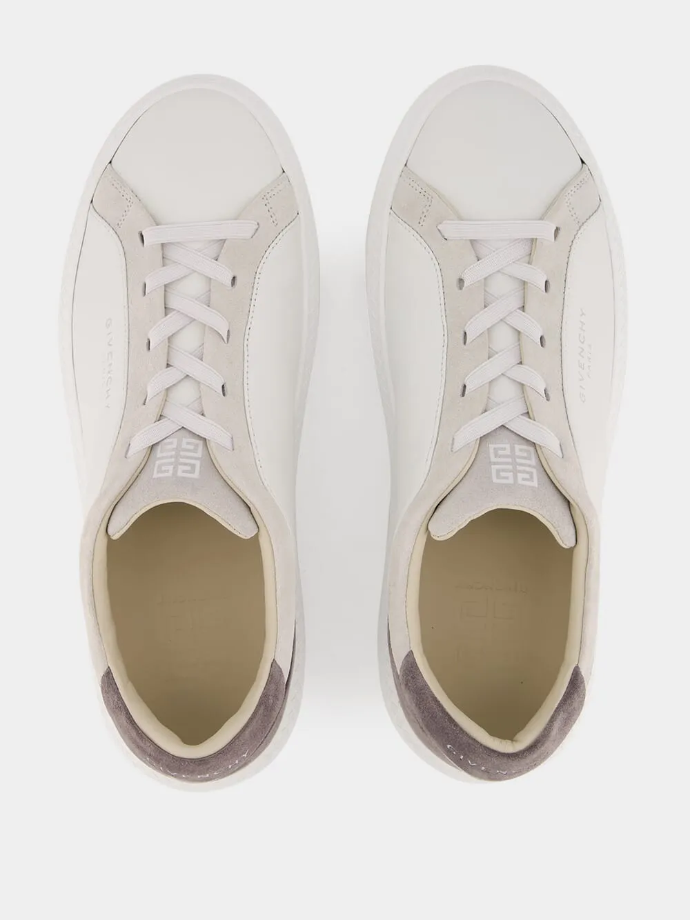 White & Grey G Set Leather and Suede Sneakers sold by Fashion Clinic product image thumbnail 4