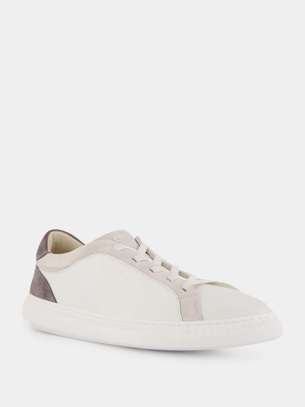 White & Grey G Set Leather and Suede Sneakers sold by Fashion Clinic product image thumbnail 2