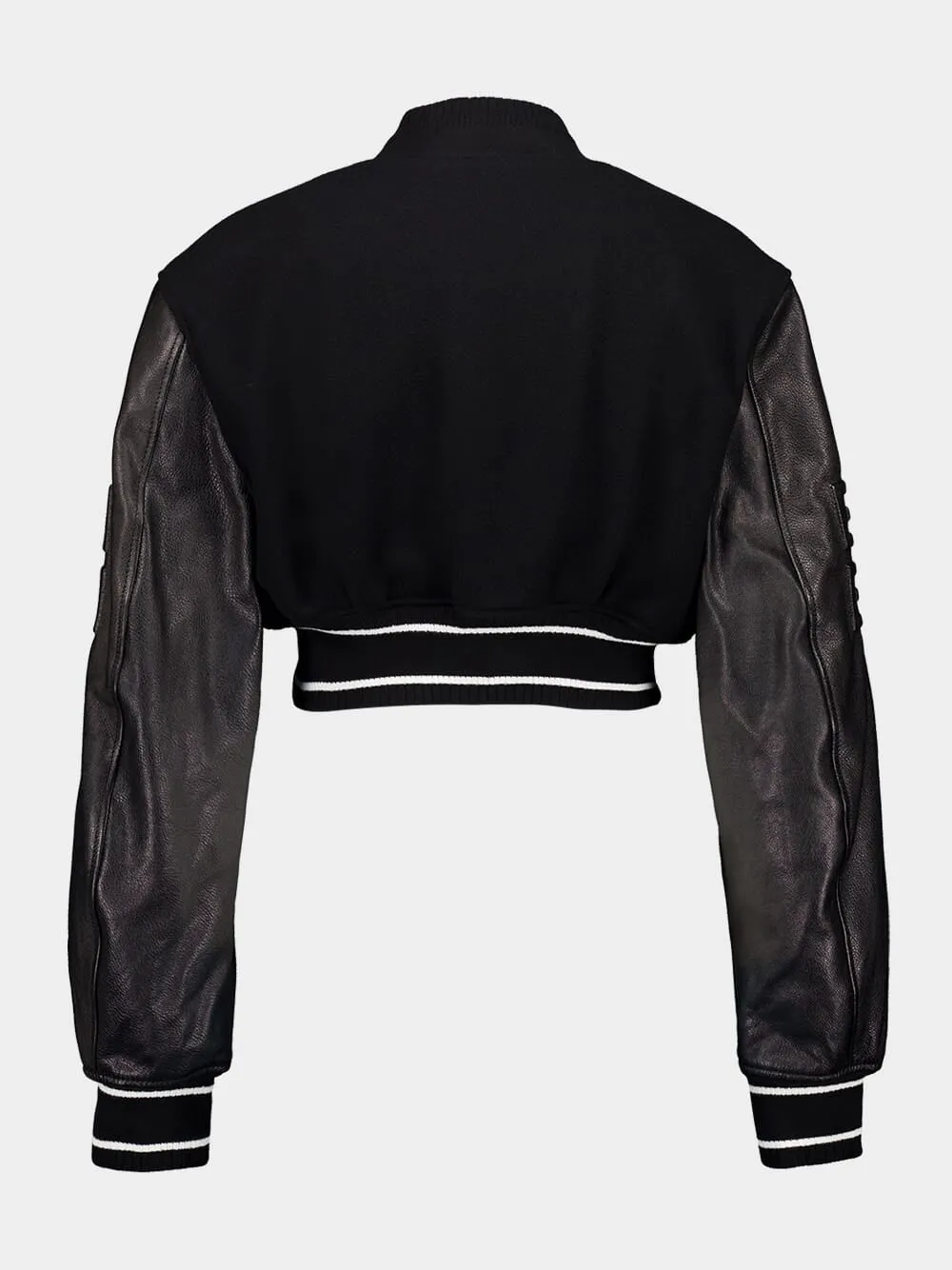 Black Cropped Varsity Jacket sold by Fashion Clinic product image thumbnail 3