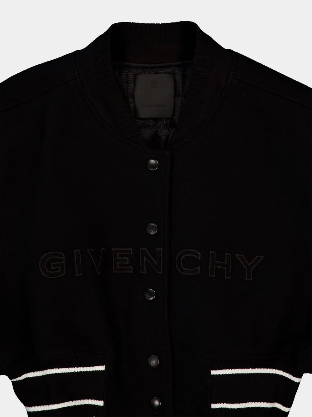 Black Cropped Varsity Jacket sold by Fashion Clinic product image thumbnail 5