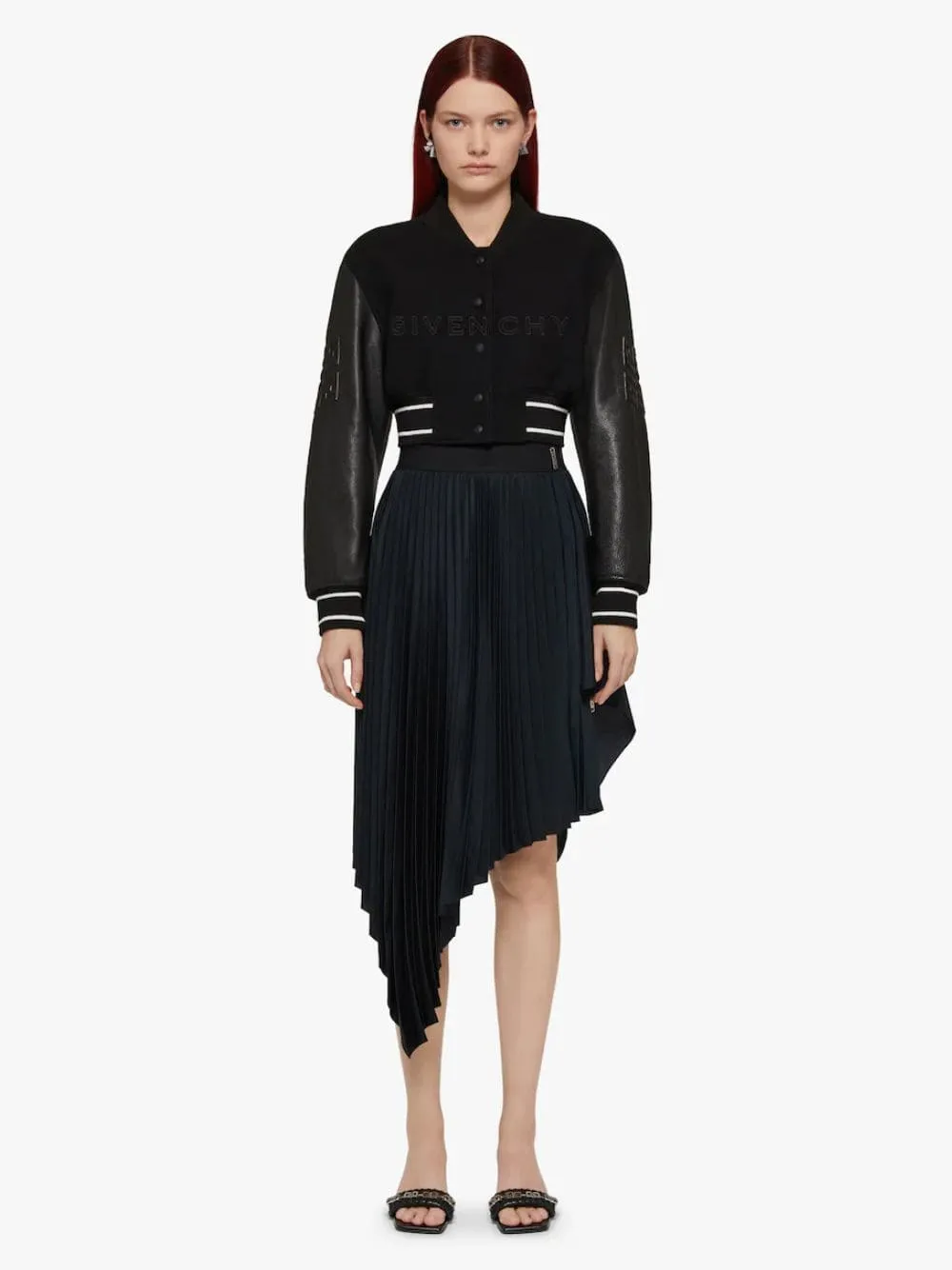 Black Cropped Varsity Jacket sold by Fashion Clinic product image thumbnail 2