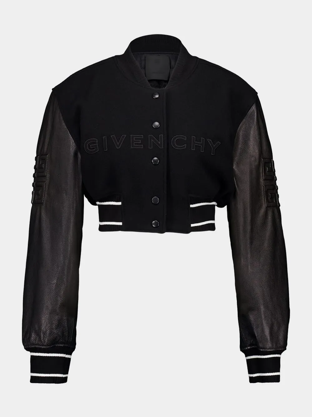 Black Cropped Varsity Jacket sold by Fashion Clinic