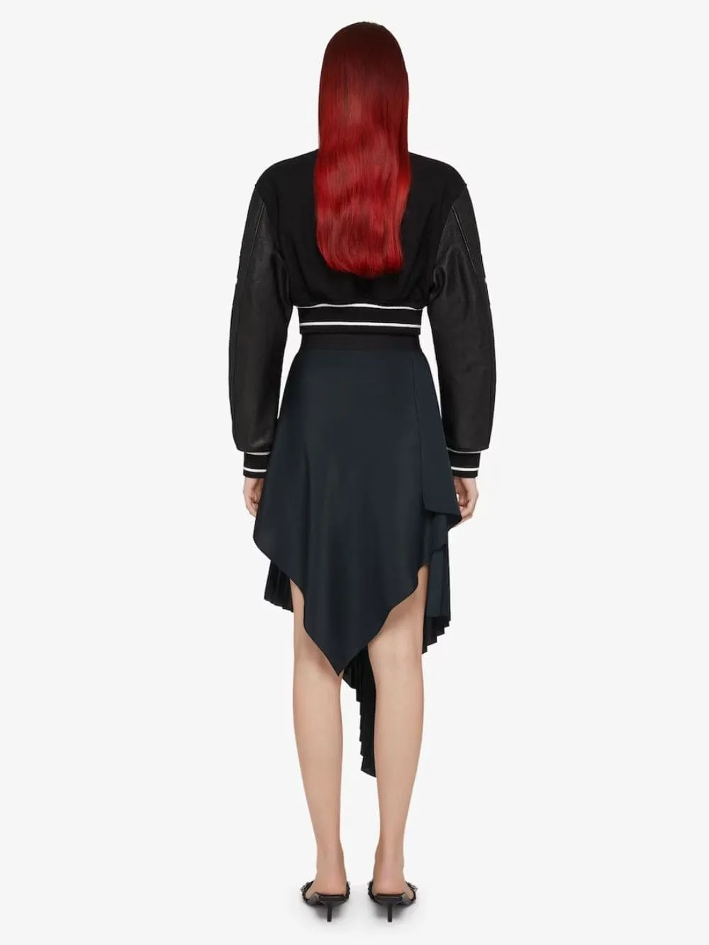 Black Cropped Varsity Jacket sold by Fashion Clinic product image thumbnail 4