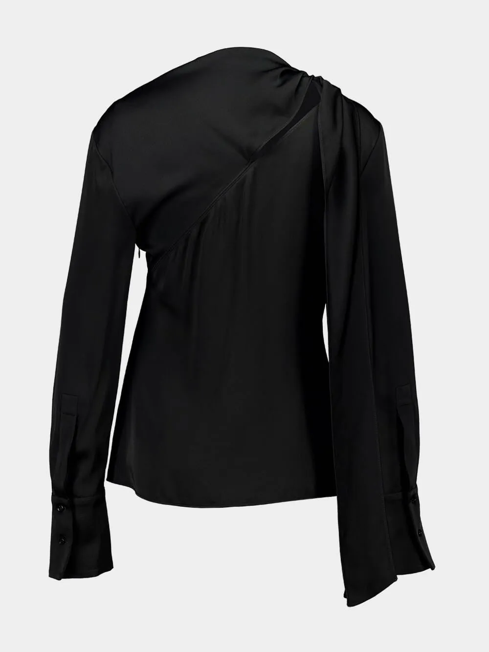 Black Draped Bow Blouse sold by Fashion Clinic product image thumbnail 2