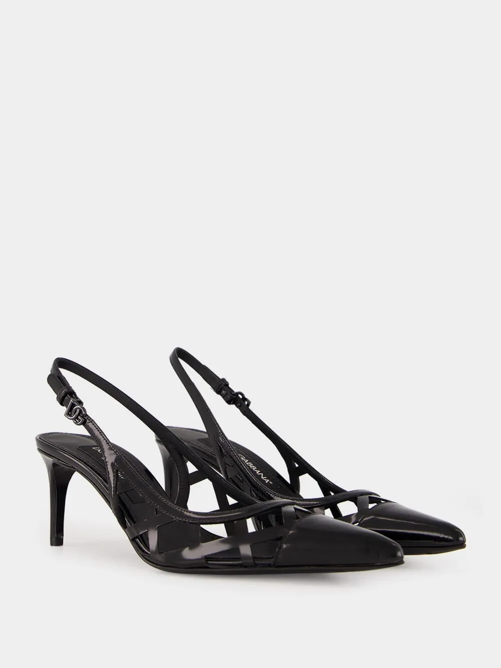 Black Leather Slingback Heels sold by Fashion Clinic product image thumbnail 3