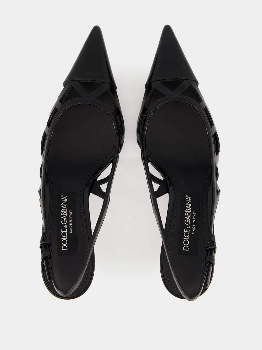 Black Leather Slingback Heels sold by Fashion Clinic product image thumbnail 4