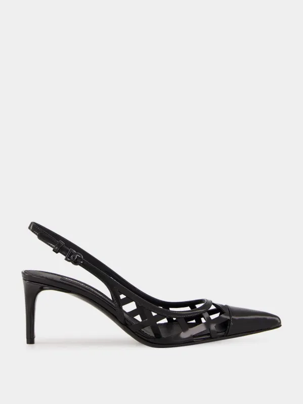 Black Leather Slingback Heels sold by Fashion Clinic