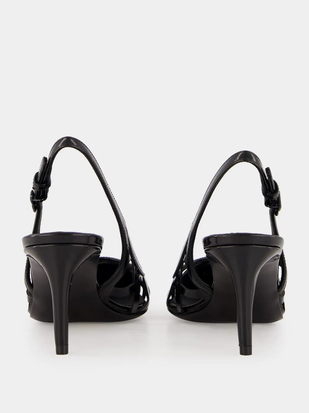 Black Leather Slingback Heels sold by Fashion Clinic product image thumbnail 5