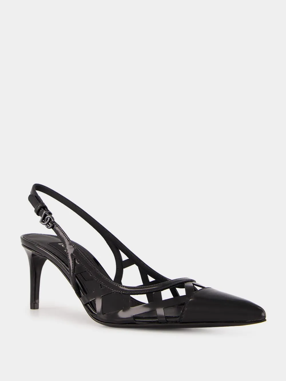 Black Leather Slingback Heels sold by Fashion Clinic product image thumbnail 2