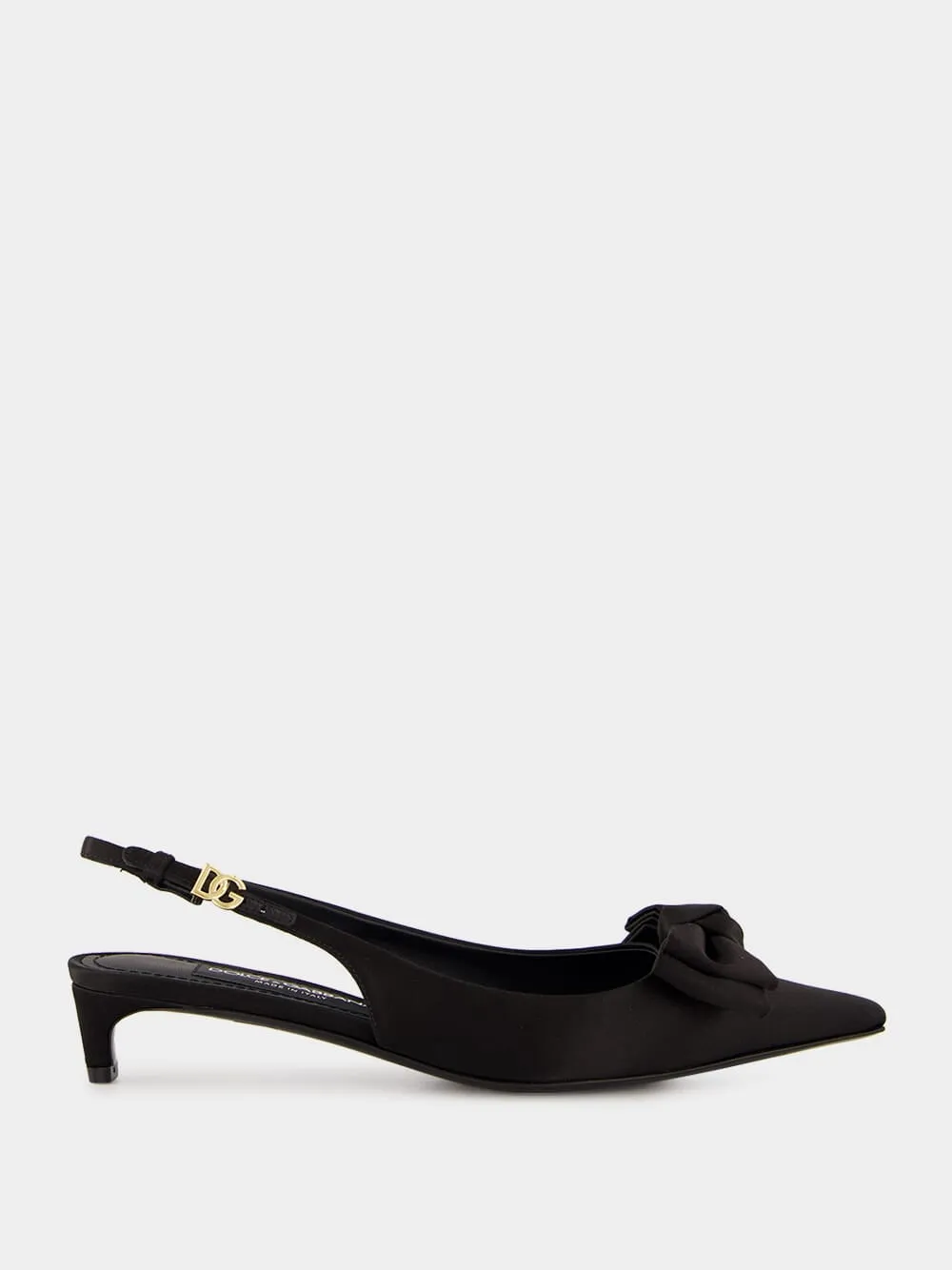 Black Satin Bow Slingbacks sold by Fashion Clinic