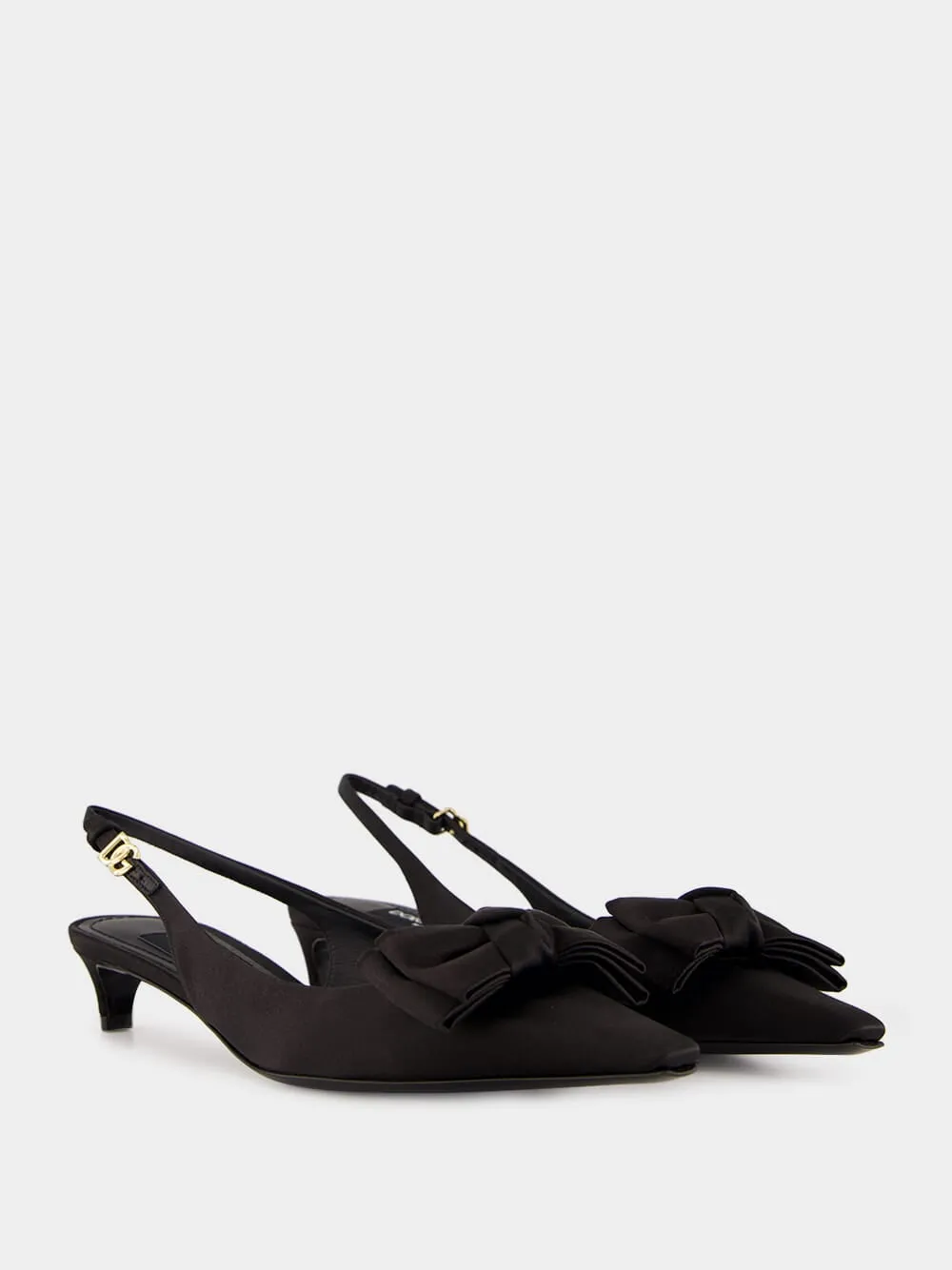 Black Satin Bow Slingbacks sold by Fashion Clinic product image thumbnail 3