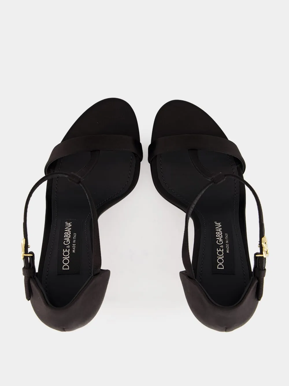 Black Satin T-Bar Sandals sold by Fashion Clinic product image thumbnail 4