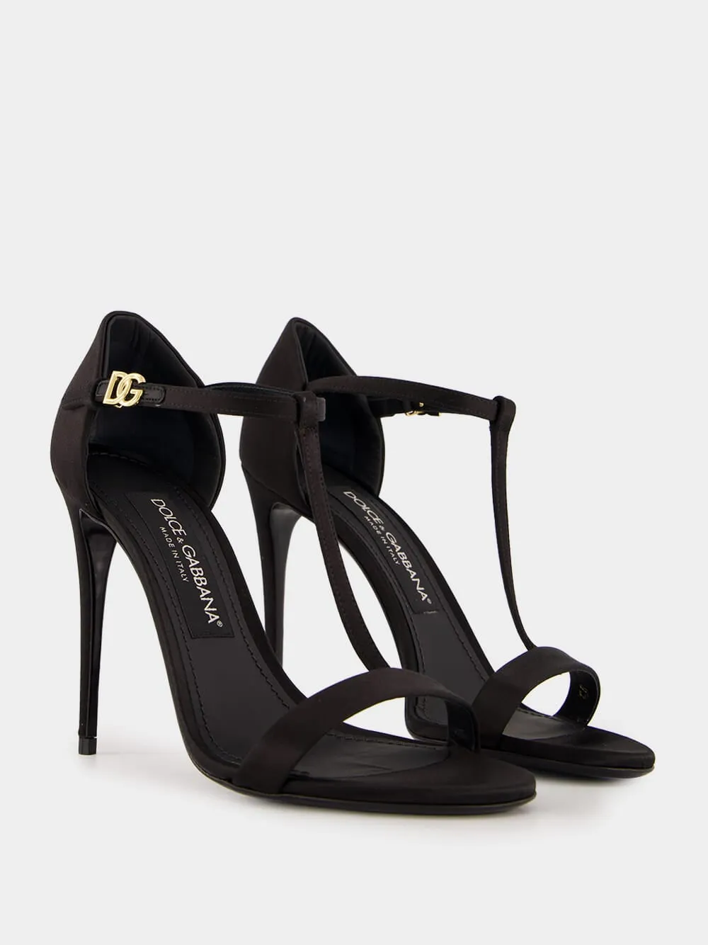Black Satin T-Bar Sandals sold by Fashion Clinic product image thumbnail 3