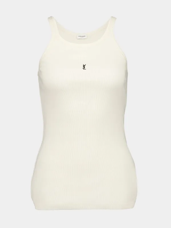 Logo-Embroidered Ribbed Tank Top sold by Fashion Clinic