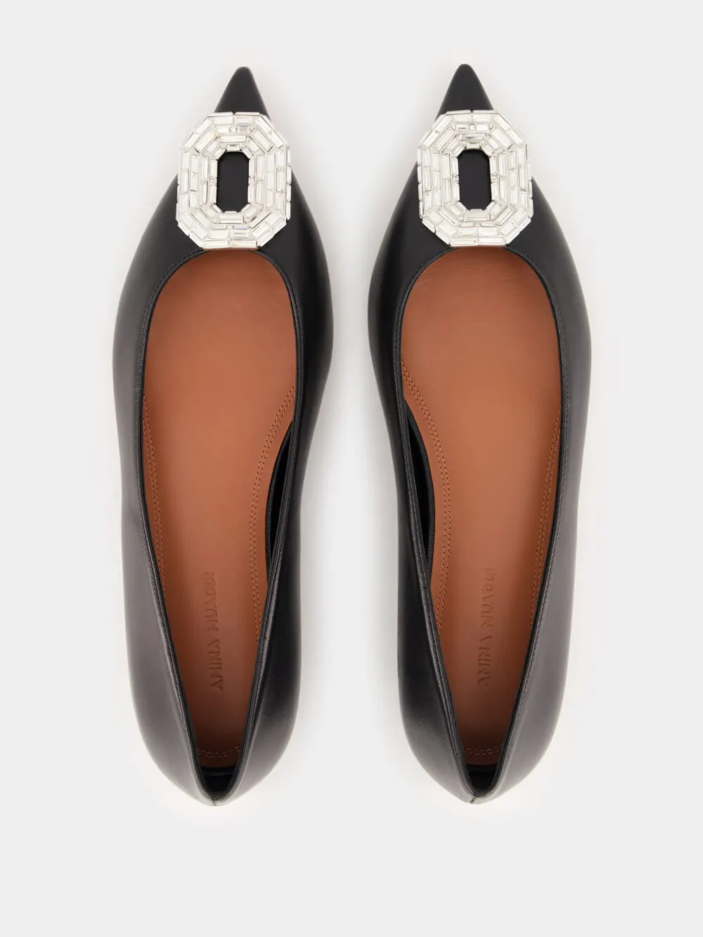 Black Nappa Camelia Flat with White Buckle sold by Fashion Clinic product image thumbnail 4