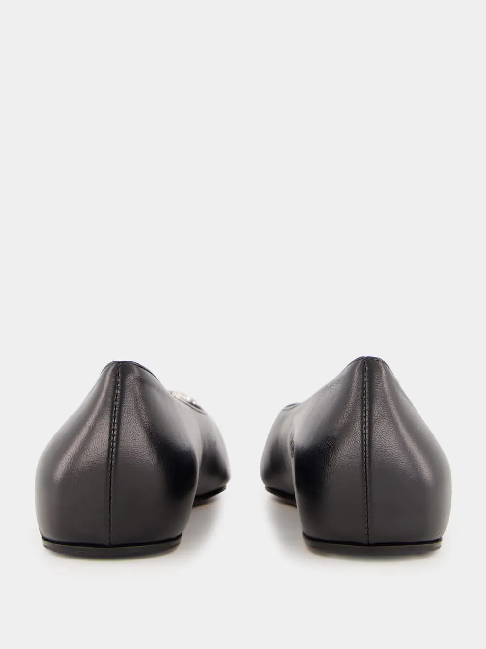 Black Nappa Camelia Flat with White Buckle sold by Fashion Clinic product image thumbnail 5