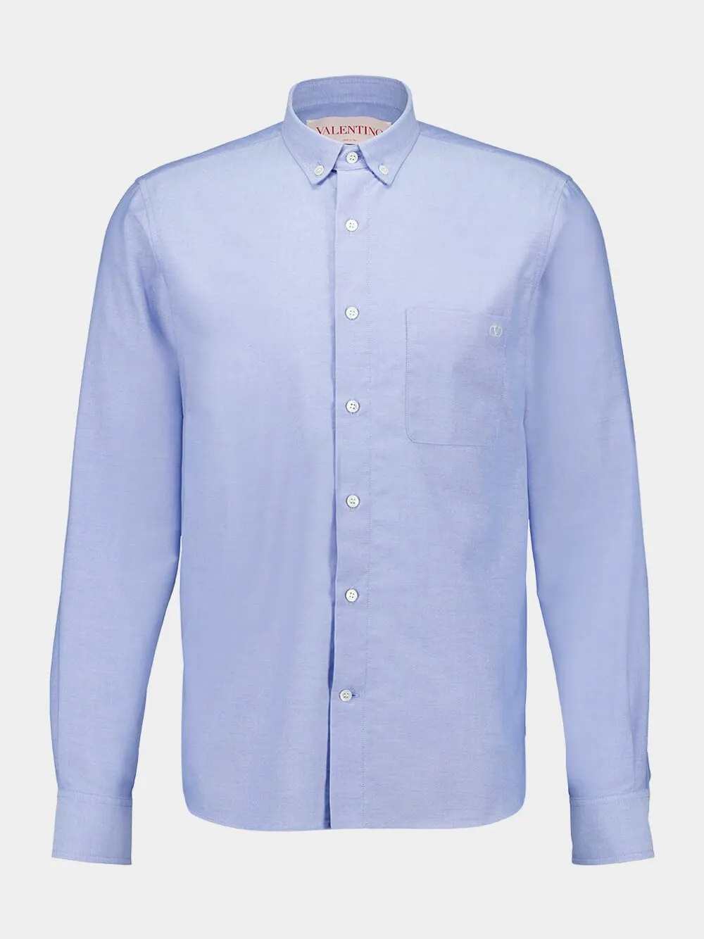 Sky Blue VLogo Embroidered Cotton Shirt sold by Fashion Clinic