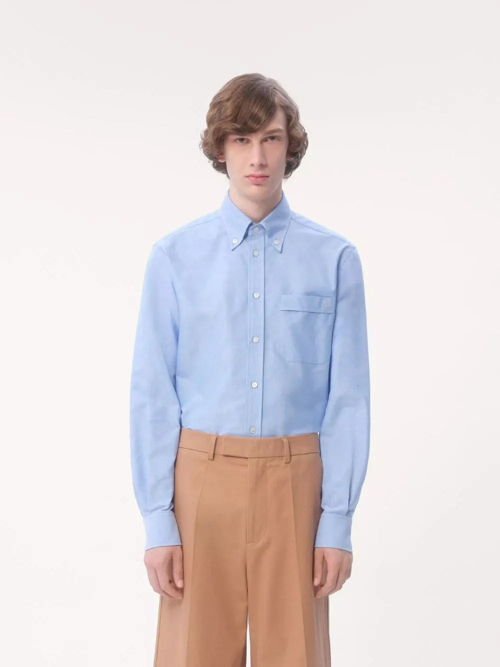 Sky Blue VLogo Embroidered Cotton Shirt sold by Fashion Clinic product image thumbnail 2