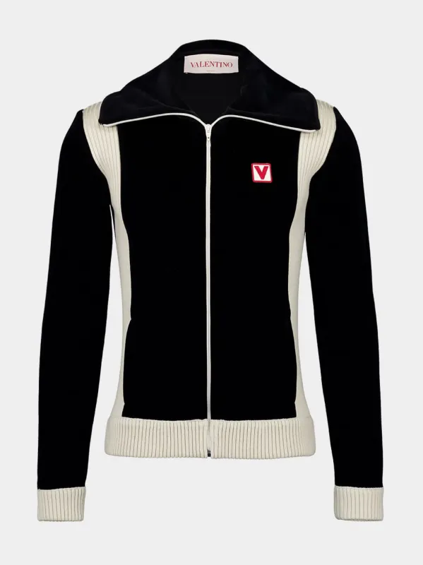 Black High-Neck Chenille Sweatshirt sold by Fashion Clinic