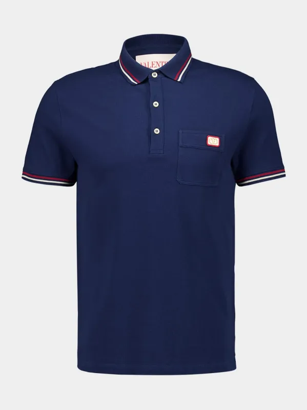Navy Embroidered Dreamatic Cotton Polo Shirt sold by Fashion Clinic