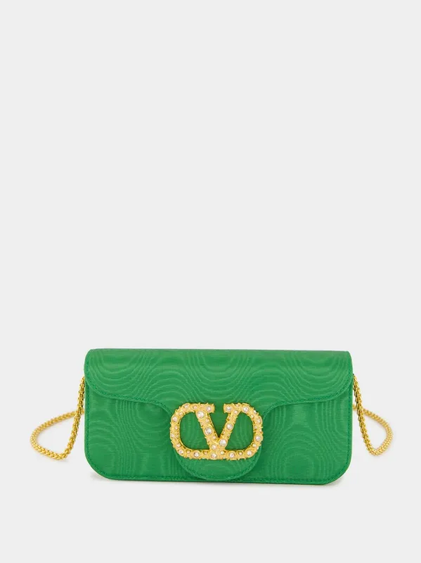 Green Loco Moiré Clutch with Jewel Logo sold by Fashion Clinic