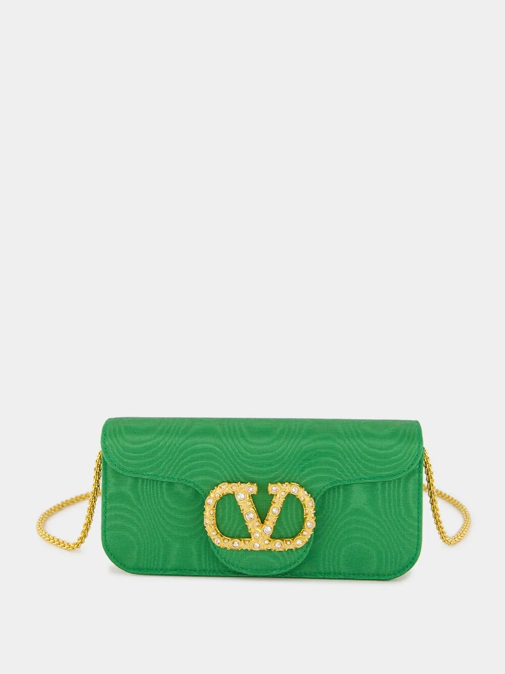 Green Loco Moiré Clutch with Jewel Logo sold by Fashion Clinic