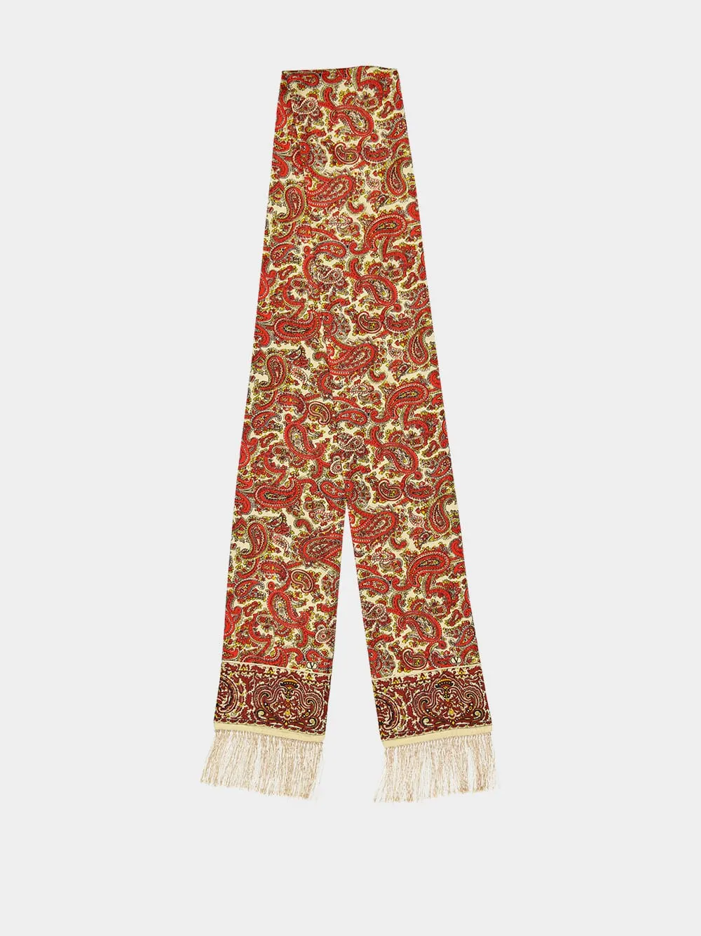 Voyage Imaginaire Silk Bandeau Scarf with Fringe sold by Fashion Clinic