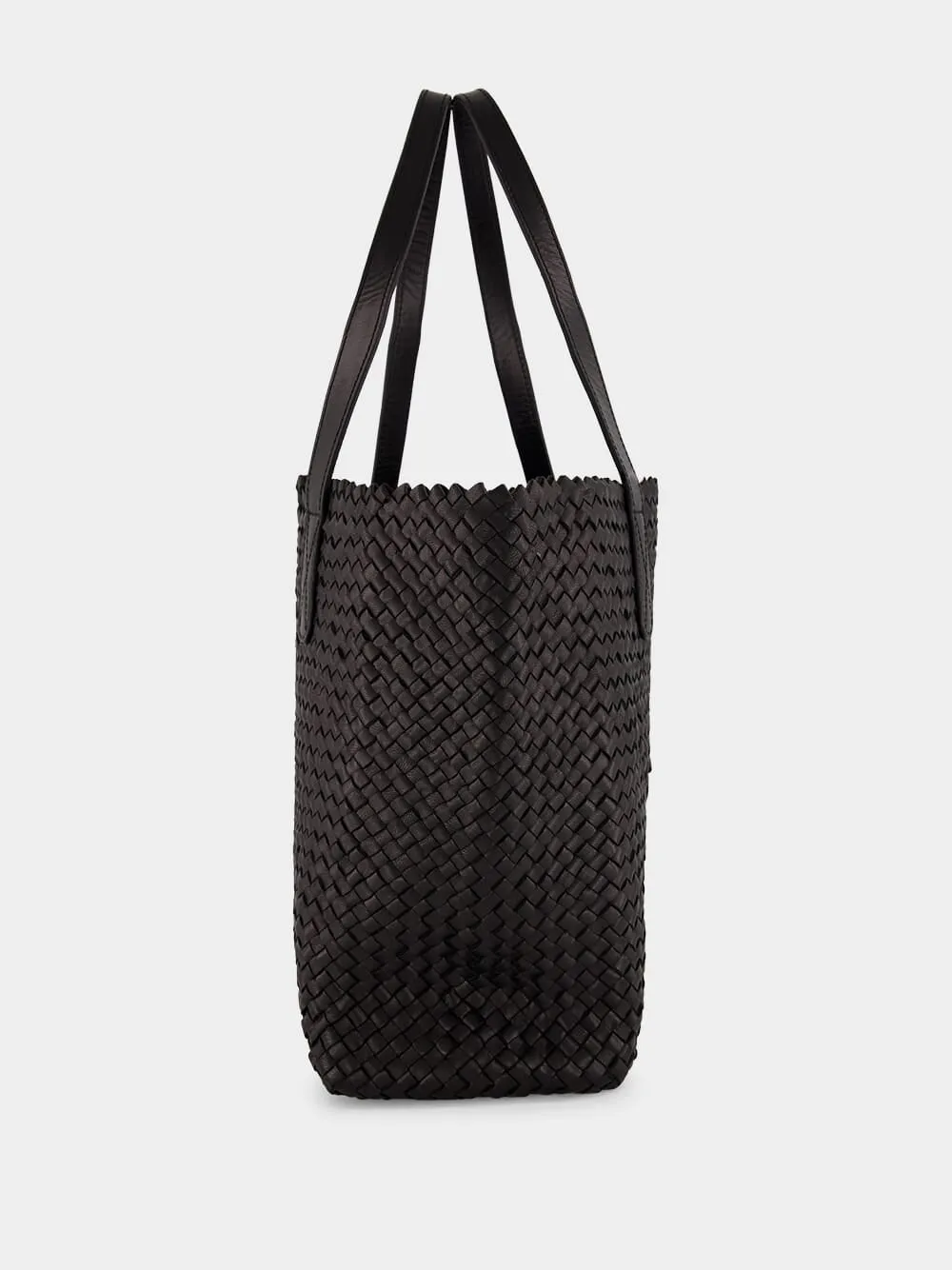 Black Woven Leather Shoulder Bag sold by Fashion Clinic product image thumbnail 3