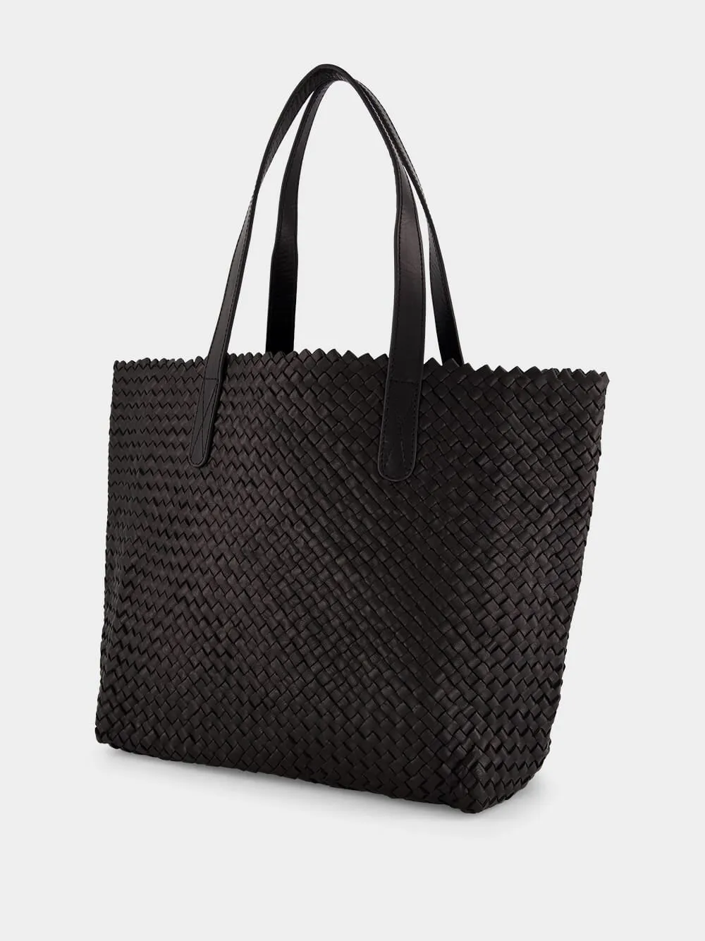 Black Woven Leather Shoulder Bag sold by Fashion Clinic product image thumbnail 4