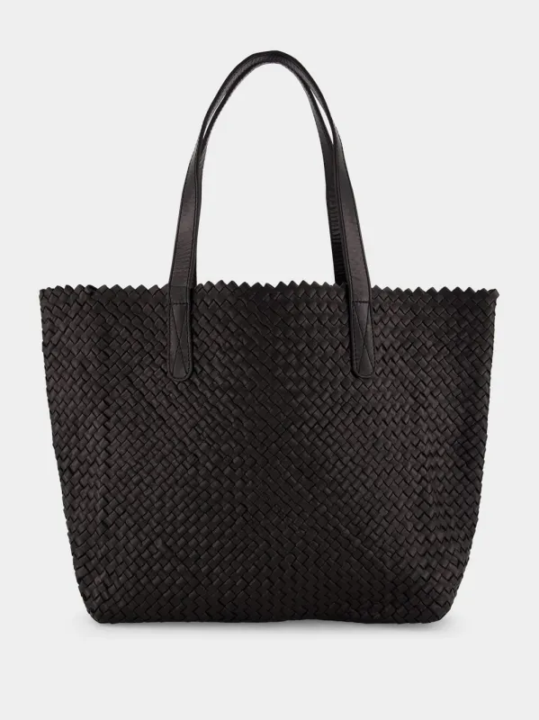 Black Woven Leather Shoulder Bag sold by Fashion Clinic