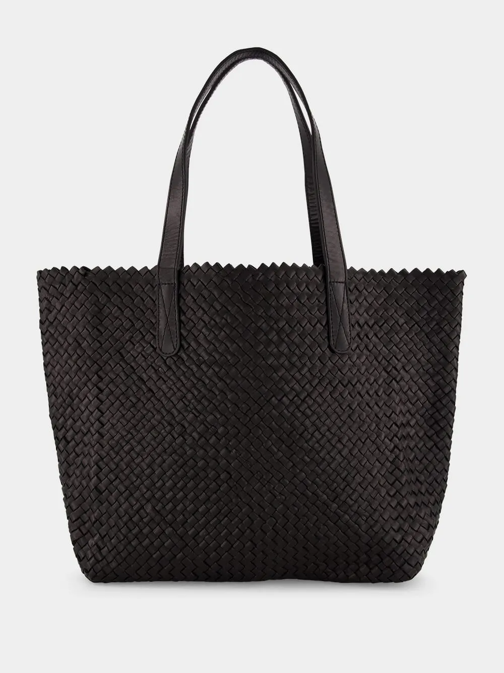 Black Woven Leather Shoulder Bag sold by Fashion Clinic