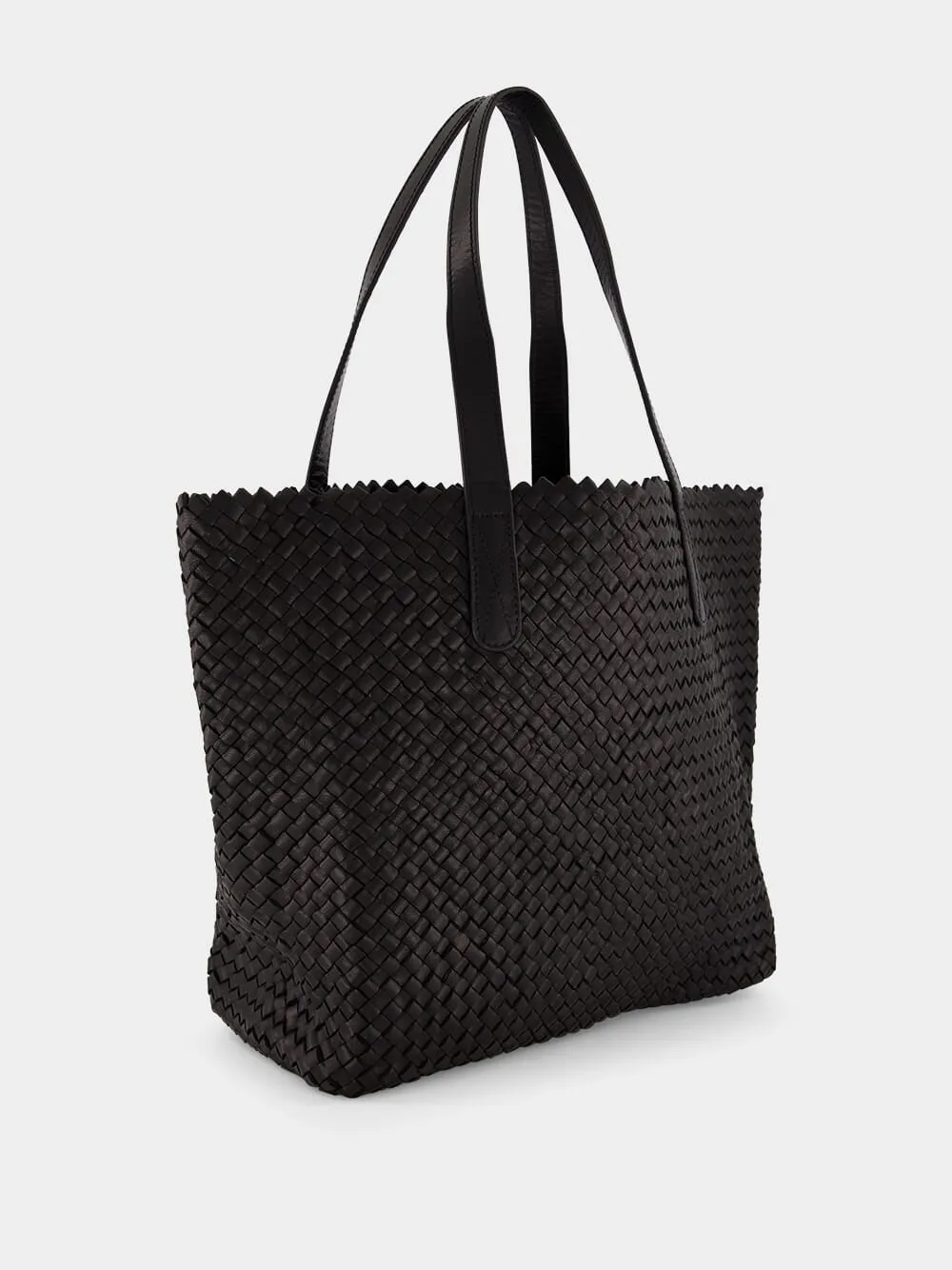 Black Woven Leather Shoulder Bag sold by Fashion Clinic product image thumbnail 2
