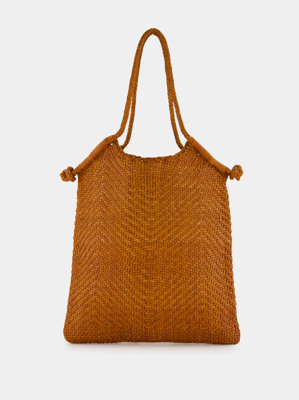 Camel Woven Leather Minga Tote Bag sold by Fashion Clinic