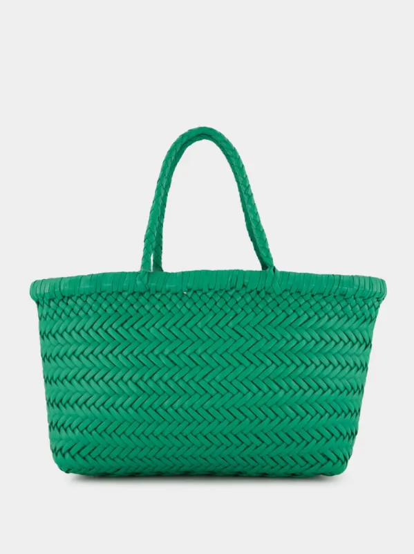Kelly Green Mini Flat Gora Woven Leather Bag sold by Fashion Clinic
